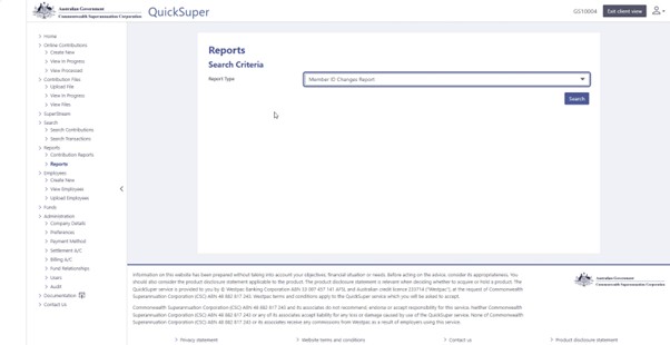 Screenshot of member ID change report