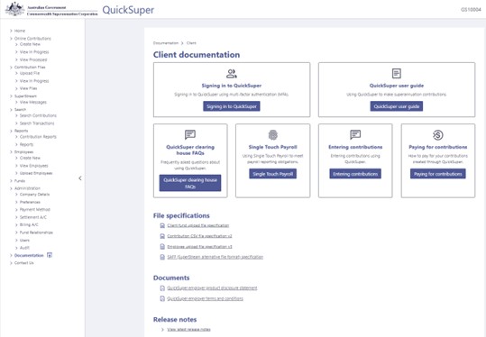 Screenshot of Quick Super dashboard