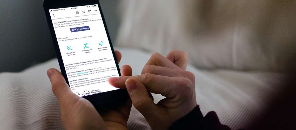 person looking at a digital statement on their phone