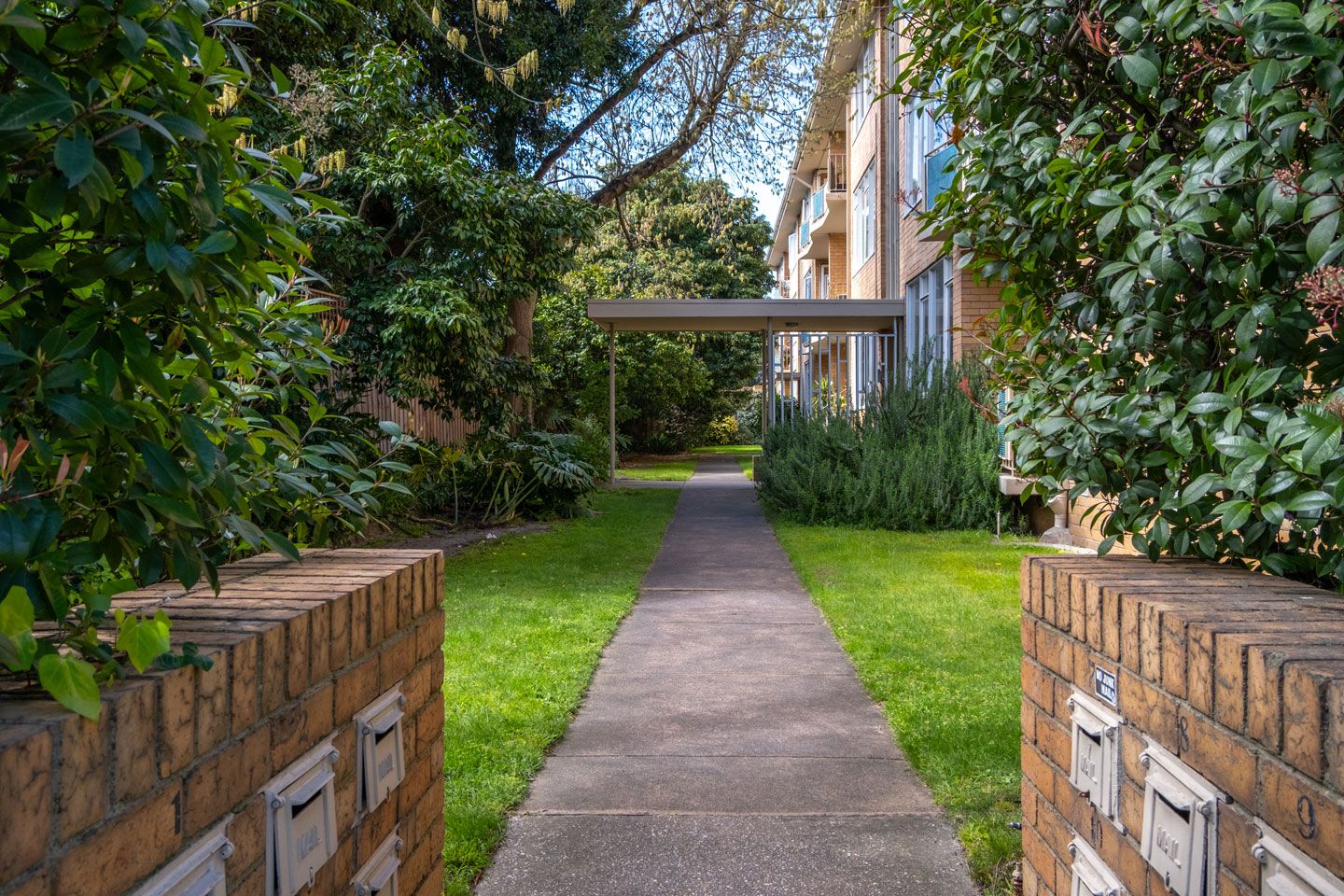 Garden outside apartment building