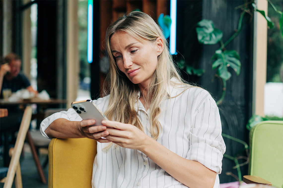 Woman browsing on mobile device